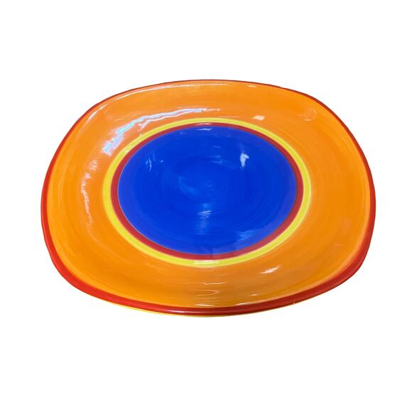 DANSK CARIBE BAHAMA Salad Plate 8 3/4" Orange Blue Hand Painted discontinued - Picture 2 of 5